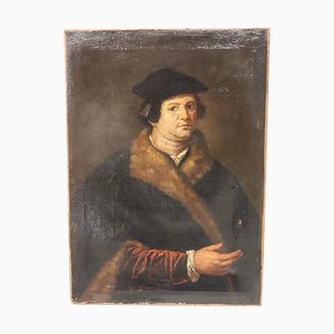 Retrato de caballero con piel, siglo XVII, óleo sobre lienzo