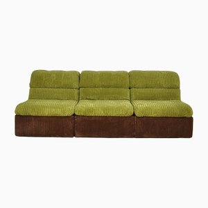 Grünes und braunes modulares Cord Sofa, 1970er, 3er Set