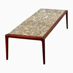 Large Marble and Teak Coffee Table, 1960s