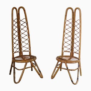Niedrige Bambus Stühle, 1960er, 2er Set