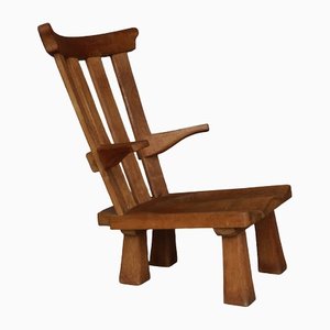 Brutalist Oak Lounge Chair, 1970s