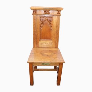 Gothic Style Carved Oak Hall Chair, 1960s