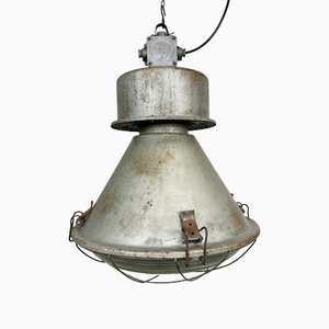 Polish Industrial Factory Pendant Lamp with Glass Cover from Mesko, 1970s