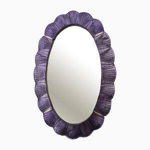 Violet Murano Glass and Brass Wall Mirror, 1990s
