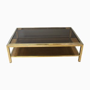 Coffee Table with Two Trays in Gold Chrome, 1970s