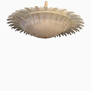 Iridescent and White Murano Glass Chandelier from Barovier & Toso, 1990s