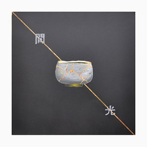 Michèle Magnien (Mileg), Kintsugi Bol Gris Diptych, 2022, Copper & Acrylic on Canvas