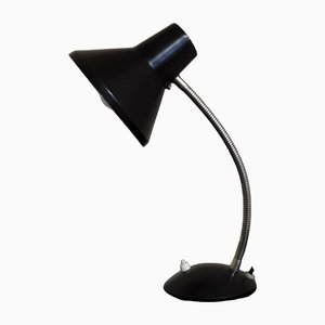 Adjustable Desk Lamp in Black Painted Metal and Chrome-Plated Spiral Arm, 1970s