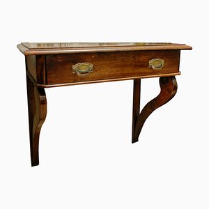 Small Wall Console in Walnut with Drawer, 1890s