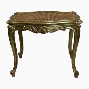 Louis XV Style Patinated Golden Cane Stool, 1920s
