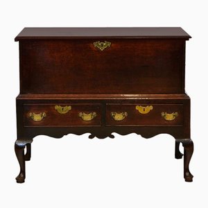 Antique Georgian Oak Blanket Chest on Stand with Drawers, 1750s