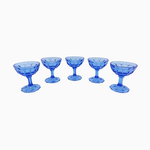 Blue Cups from Ząbkowice, Poland, 1970s, Set of 5