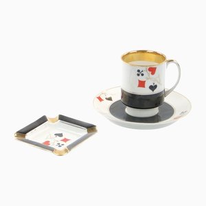 Cup and Ashtray from Ćmielów, Poland, 1970s, Set of 3