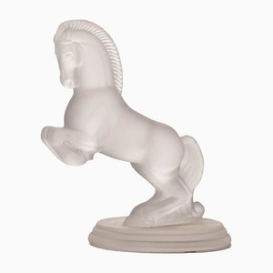 Figura de caballo Art Déco de vidrio esmerilado de Franklin Mint, 1987
