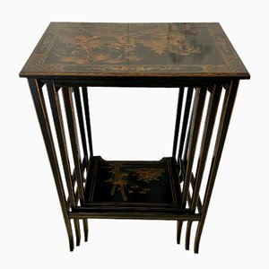 Antique Chinoiserie Nesting Tables, 1920s, Set of 3