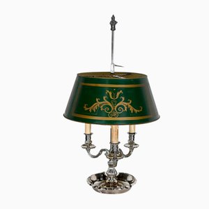 Lampada Bouillotte in stile Impero in metallo placcato in argento, anni '50