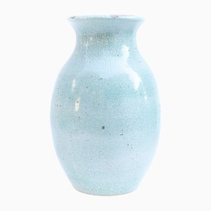 Large Ceramic Vase with Mint Cracked Glazing, 1970s