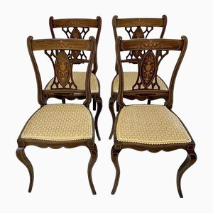 Antique Edwardian Rosewood Inlaid Dining Chairs, 1901, Set of 4