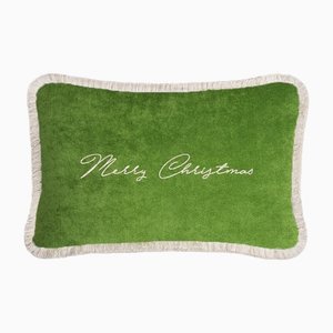 Cuscino Christmas Happy verde e bianco di Lo Decor