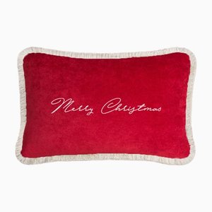 Cuscino Christmas Happy rosso e bianco di Lo Decor