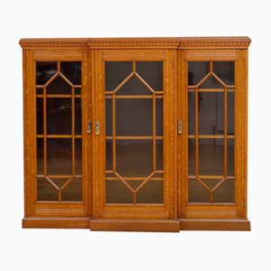 Victorian Oak Glazed Bookcase Cabinet, 1880s