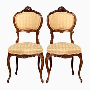 French Walnut Salon Chairs, 1895, Set of 2