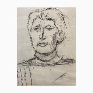Alexandre Blanchet, Portrait de femme pour Torca, 1959, Charcoal Drawing