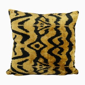 Gold Silk and Velvet Ika Tiger Cushion Cover, 2010s