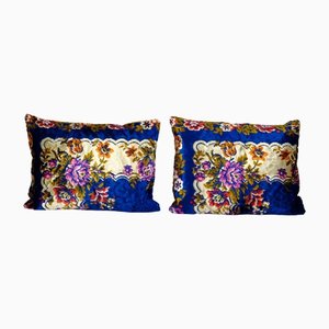 French Blue Velvet Ika Cushion Covers, 2010s, Set of 2