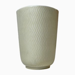 Vase Marselis Jaune Pâle par Nils Thorsson pour Aluminia, 1950s