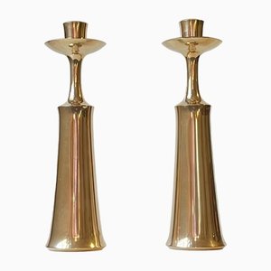 Large Danish Brass Candlesticks by Jens Harald Quistgaard for Ihq, 1960s, Set of 2