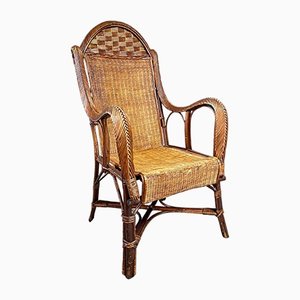 Early 20th Century Dutch Rural Armchair in Reed & Seagrass