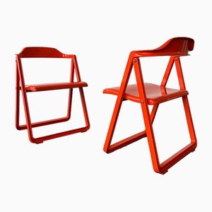 Orange Folding Chairs, 1970s, Set of 2