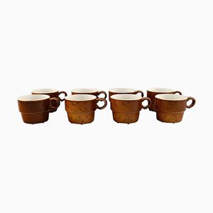 Coq Coffee Cups in Glazed Stoneware by Stig Lindberg for Gustavsberg, 1960s, Set of 8
