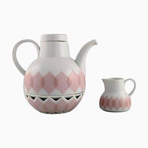 Lotus Teapot with Heater by Bjørn Wiinblad for Rosenthal, 1980s, Set of 3
