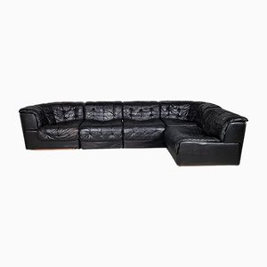 DS-11 Patchwork Sectional Black Leather Sofa from de Sede, 1970s