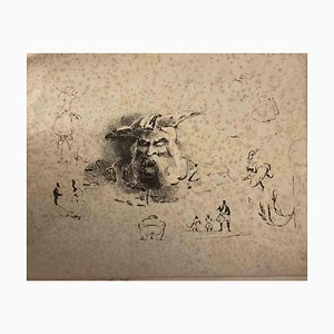 Eugene le Poittevin, Figuras satíricas, tinta china, siglo XIX