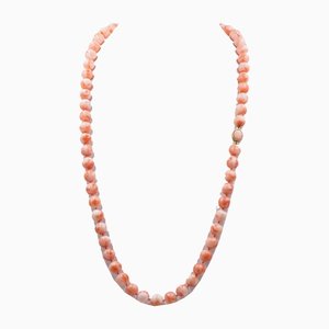 18 Karat Yellow Gold Necklace with Pink Coral, 1960s