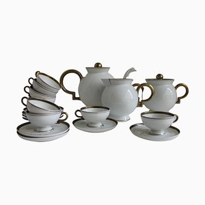 Art Deco Barbara Coffee Service in Porcelain attributed to Gio Ponti for Richard Ginori, Italy, 1933, Set of 19