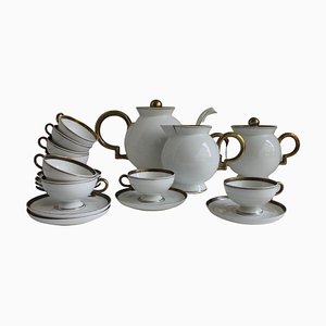 Servicio de café Barbara Art Déco de porcelana atribuido a Gio Ponti para Richard Ginori, Italia, 1933. Juego de 19