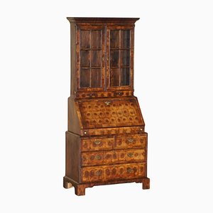 Georgian Oyster Venner Bureau Bookcase Chest of Drawers, 1780s