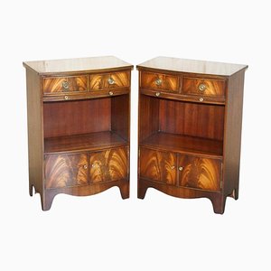 Bow Fronted Side Bookcase Tables + Butlers Serving Trays from Shaws London, Set of 2