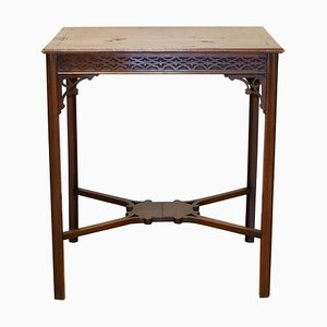 Edwardian Hardwood Side Table with Straight Legs & Carving