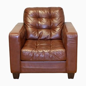 Brown Leather Chesterfield Style Armchair in the style of Knoll