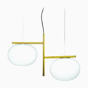 Alba Suspension Lamp with Double Arm in Brass by Mariana Pellegrino Soto for Oluce