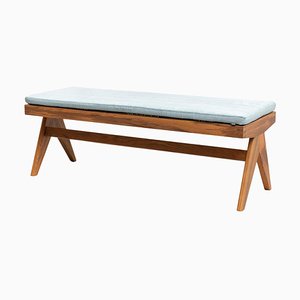 Banc Civil en Bois et Cannage de Viennois Tissé par Pierre Jeanneret pour Cassina