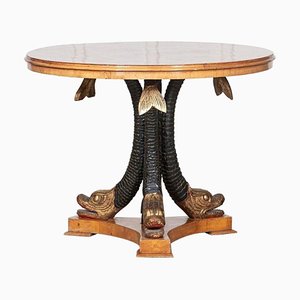 Carved Dolphin Burr Walnut Centre Table, 1940s