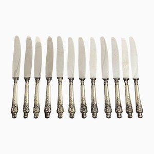 Louis XV Silver Lion Head Rocaille Knives, Set of 12