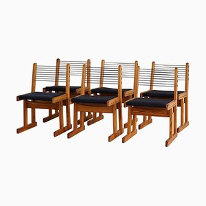 Hunting Chairs in Pine attributed to Torbjørn Afdal for Bruksbo, 1960s, Set of 6