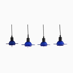 Suspensions en Verre Bleu de Design Light A/S, Danemark, 1990s, Set de 4